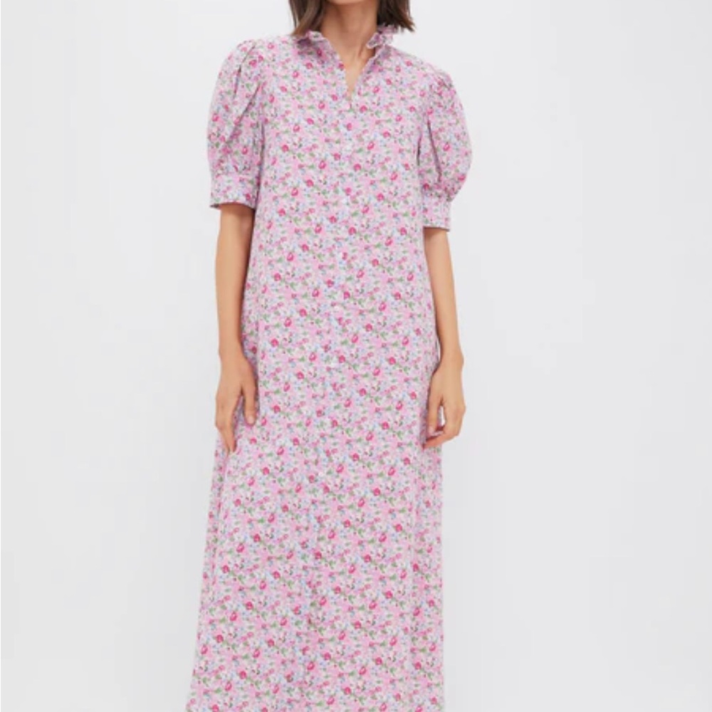 Hyacinth House (Tuckernuck) pink multi Ruffle collar Louisa maxi dress